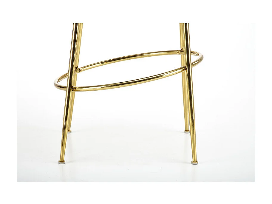 Sedia da bar di design grigia con gambe in metallo dorato Rodeo