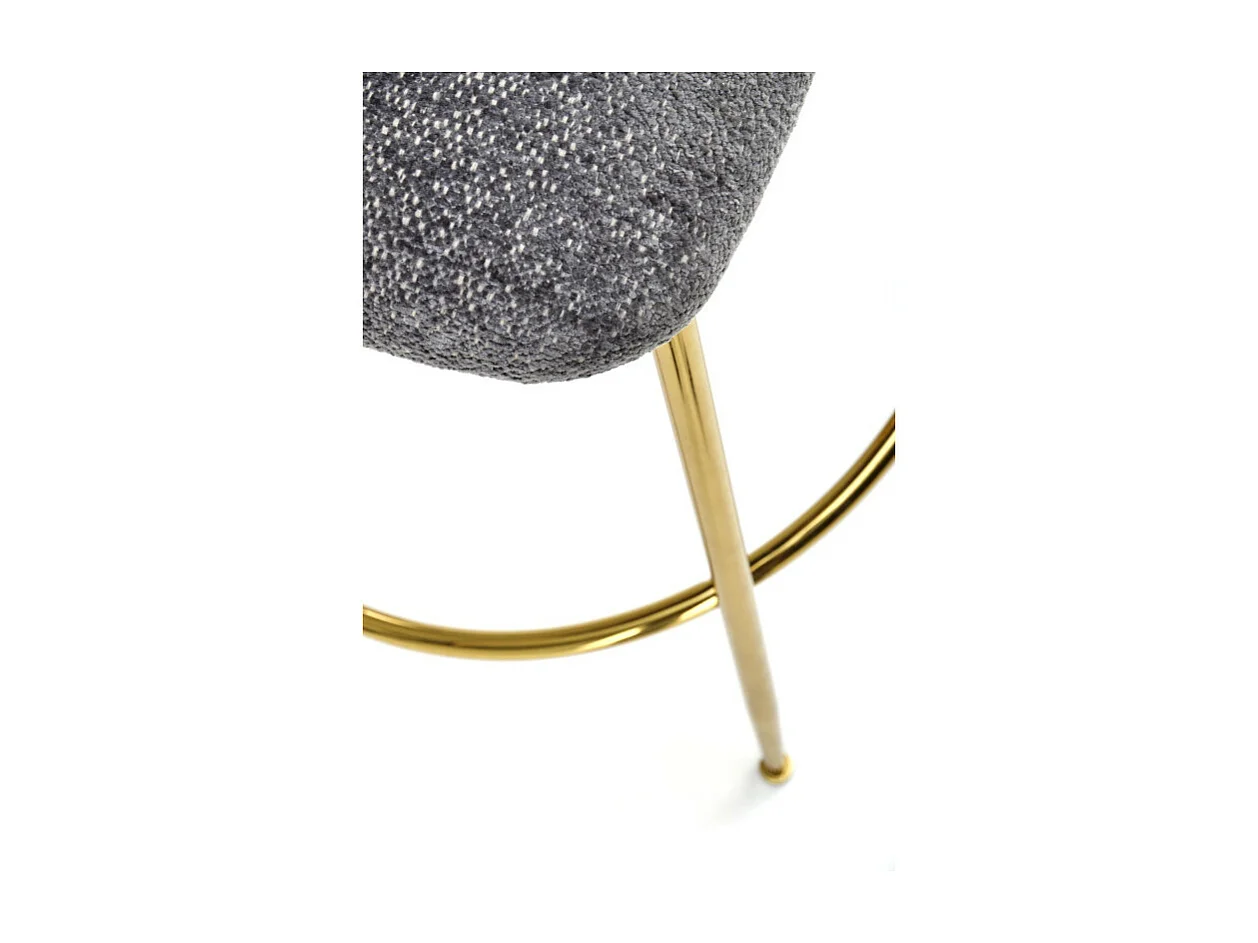 Sedia da bar di design grigia con gambe in metallo dorato Rodeo