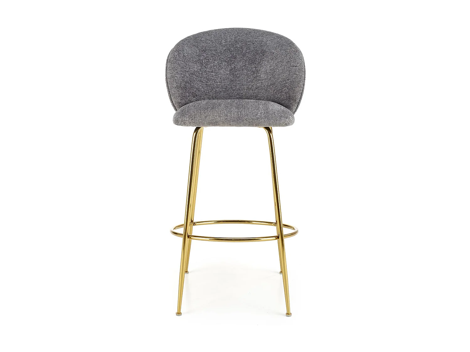 Sedia da bar di design grigia con gambe in metallo dorato Rodeo