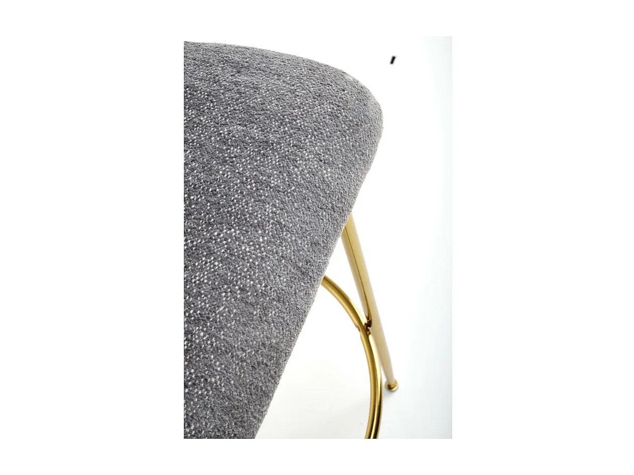 Sedia da bar di design grigia con gambe in metallo dorato Rodeo
