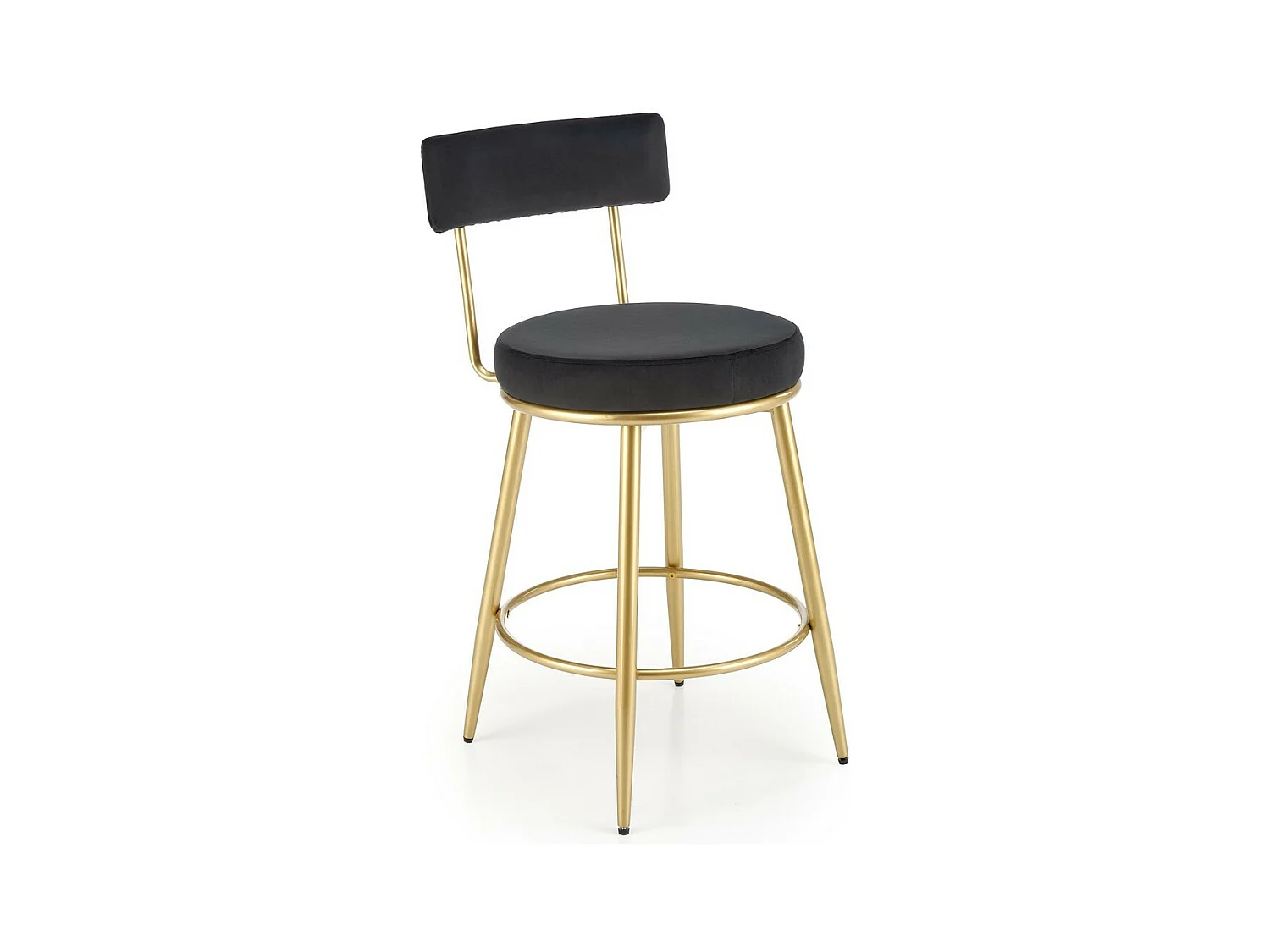 Chaise de bar en velours noir avec structure dorée en métal Success