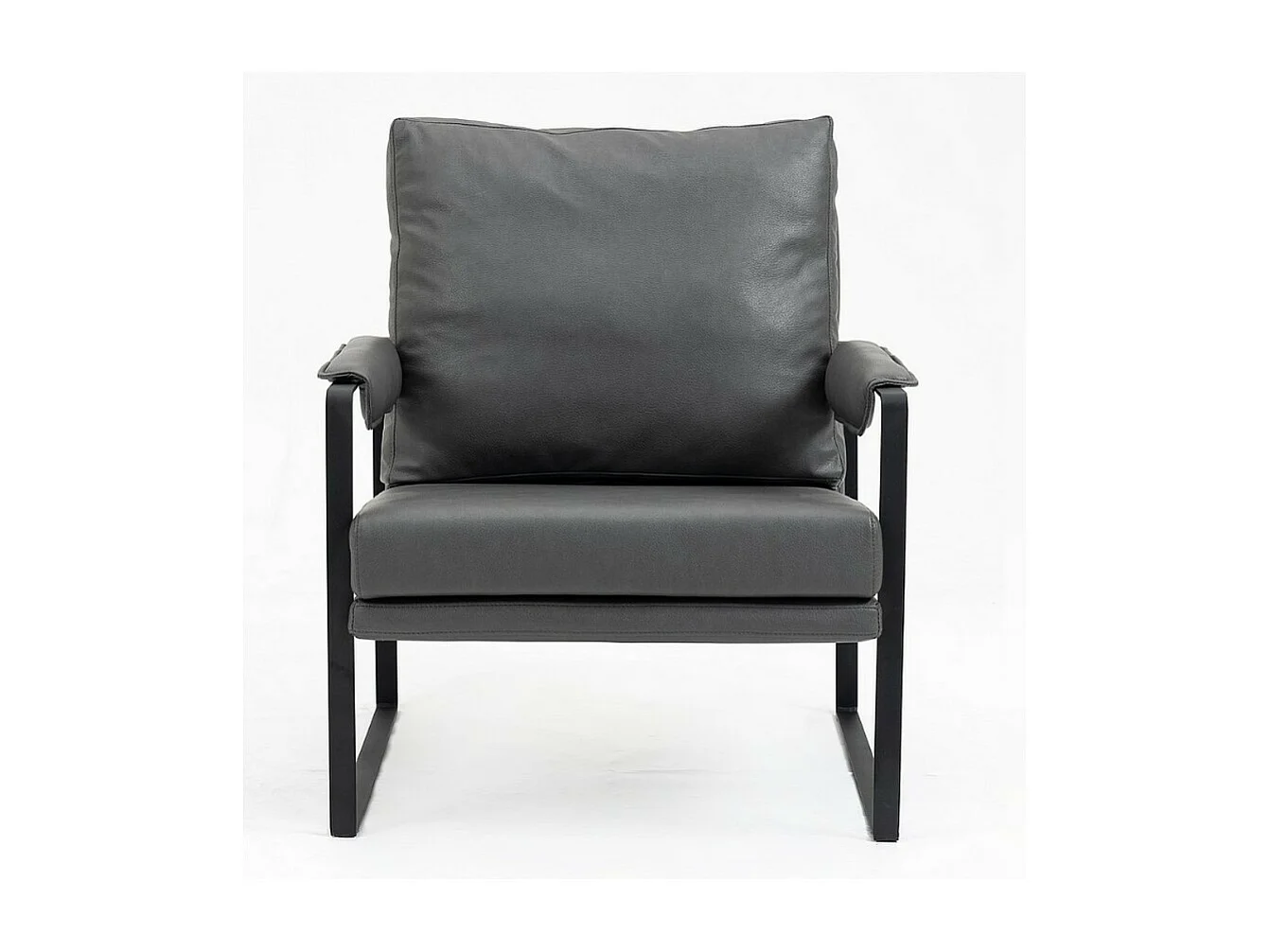Fauteuil métal en éco-cuir gris avec accoudoirs Sophia