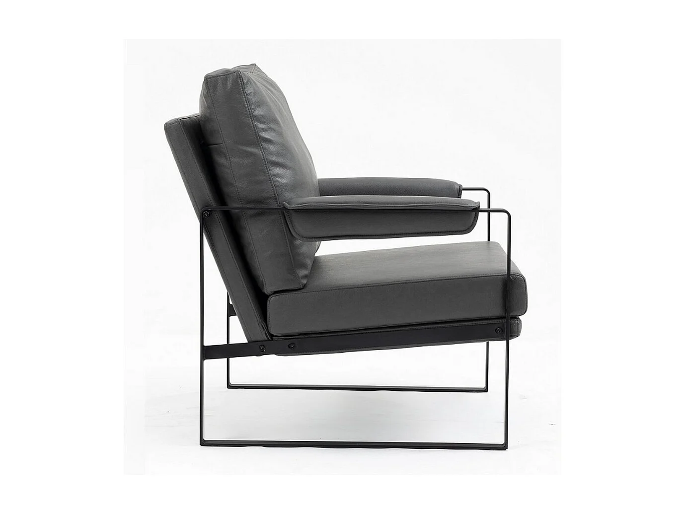 Fauteuil métal en éco-cuir gris avec accoudoirs Sophia