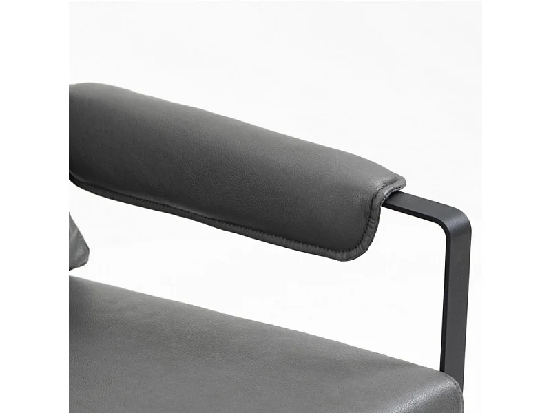 Fauteuil métal en éco-cuir gris avec accoudoirs Sophia