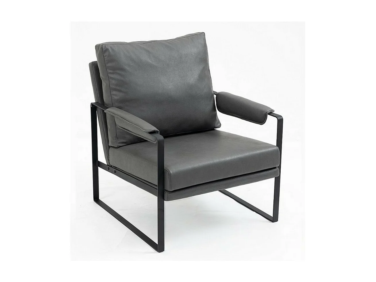Fauteuil métal en éco-cuir gris avec accoudoirs Sophia