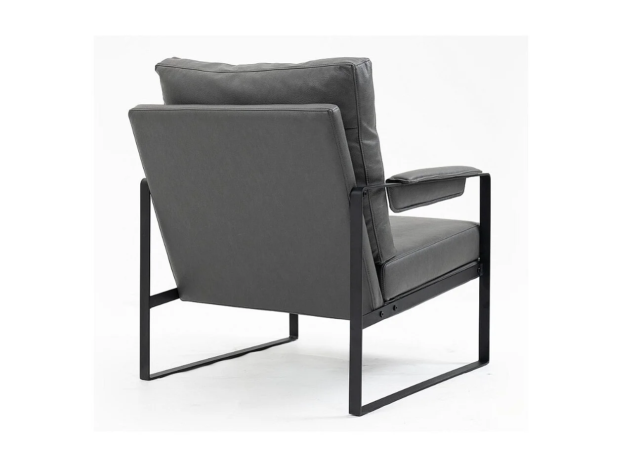 Fauteuil métal en éco-cuir gris avec accoudoirs Sophia