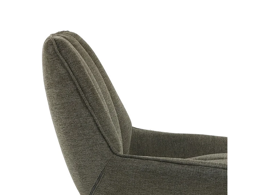 Fauteuil design en tissu vert olive avec pieds en métal noir Charlie
