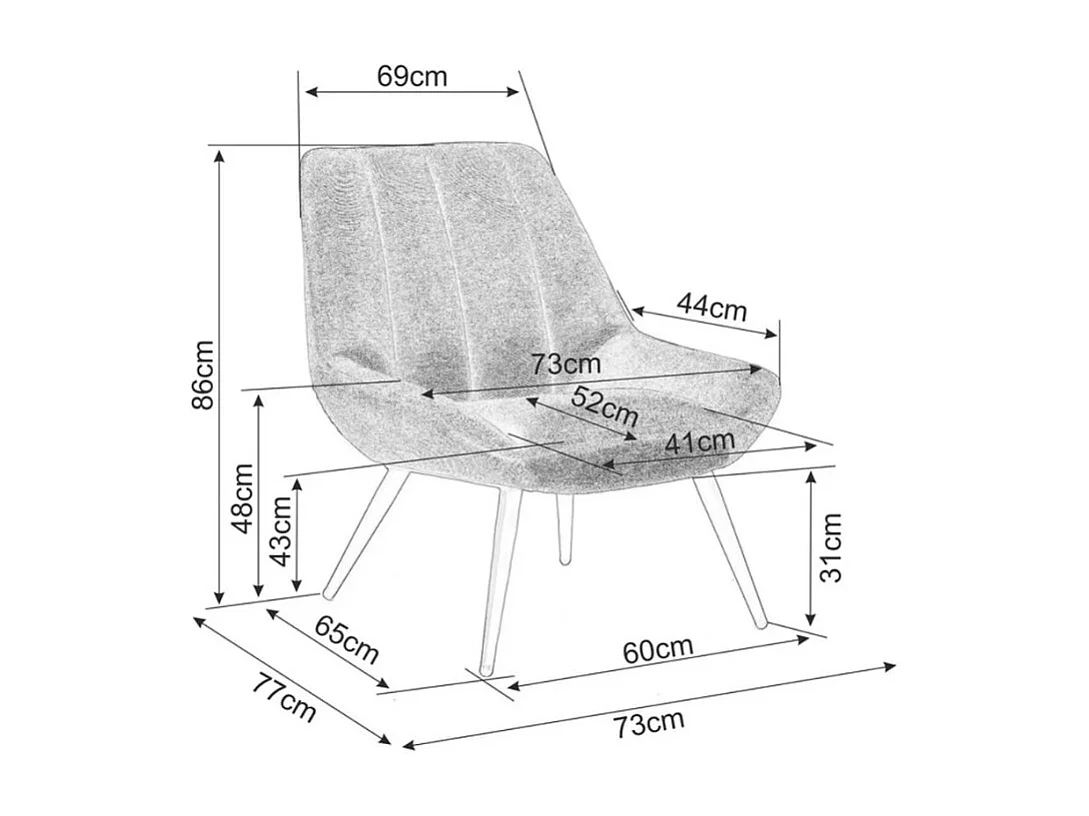 Fauteuil design en tissu vert olive avec pieds en métal noir Charlie