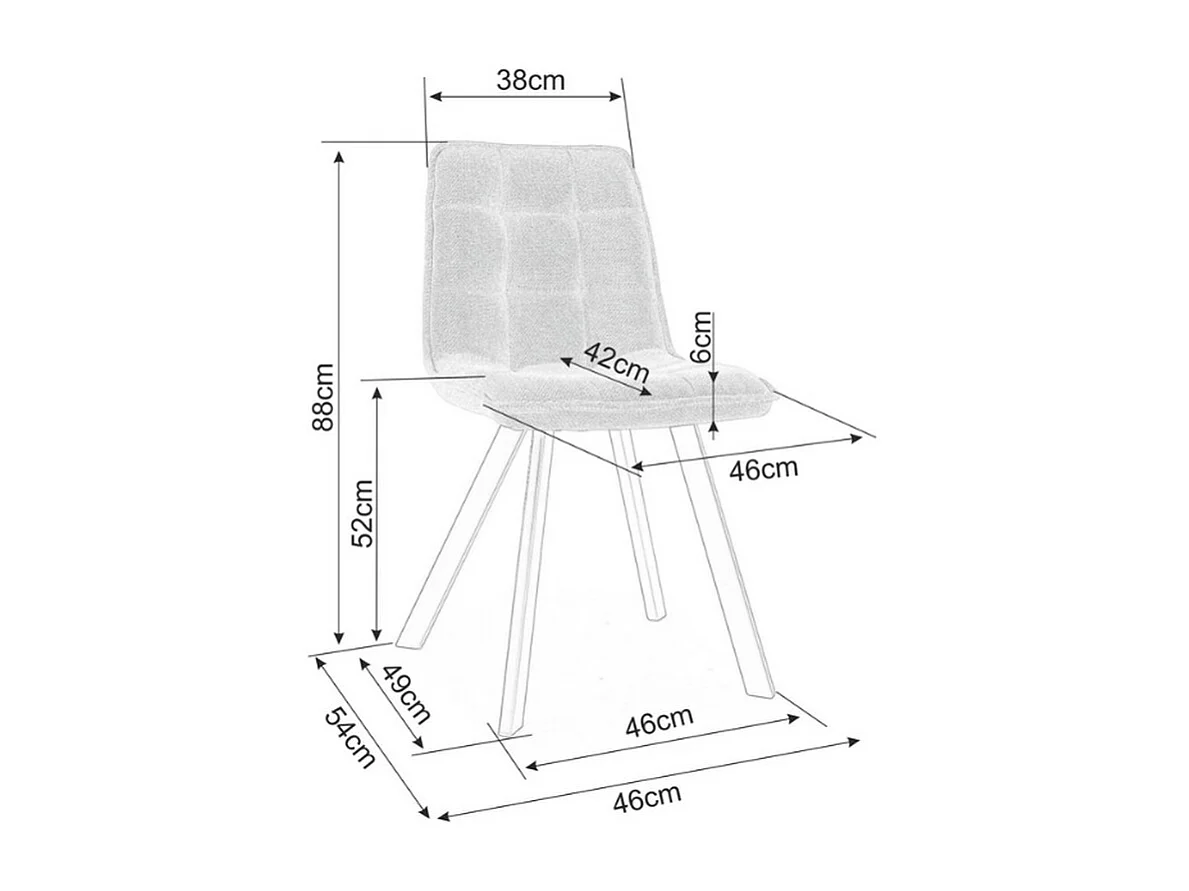 Chaise design en tissu chiné avec pieds en métal noir Louise