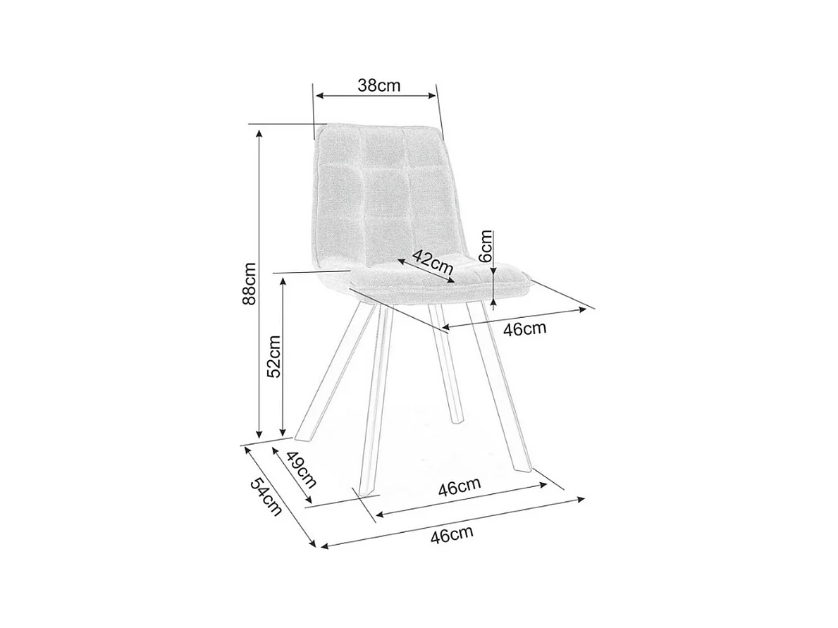 Silla de diseño en tejido jaspeado con patas de metal negro Louise