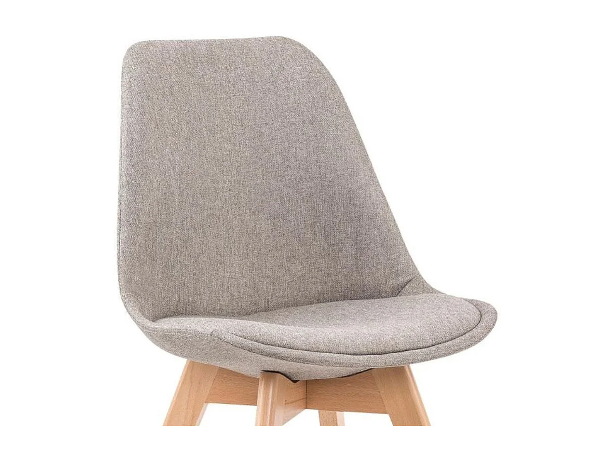 Silla escandinava Bertil de madera maciza y tela gris claro