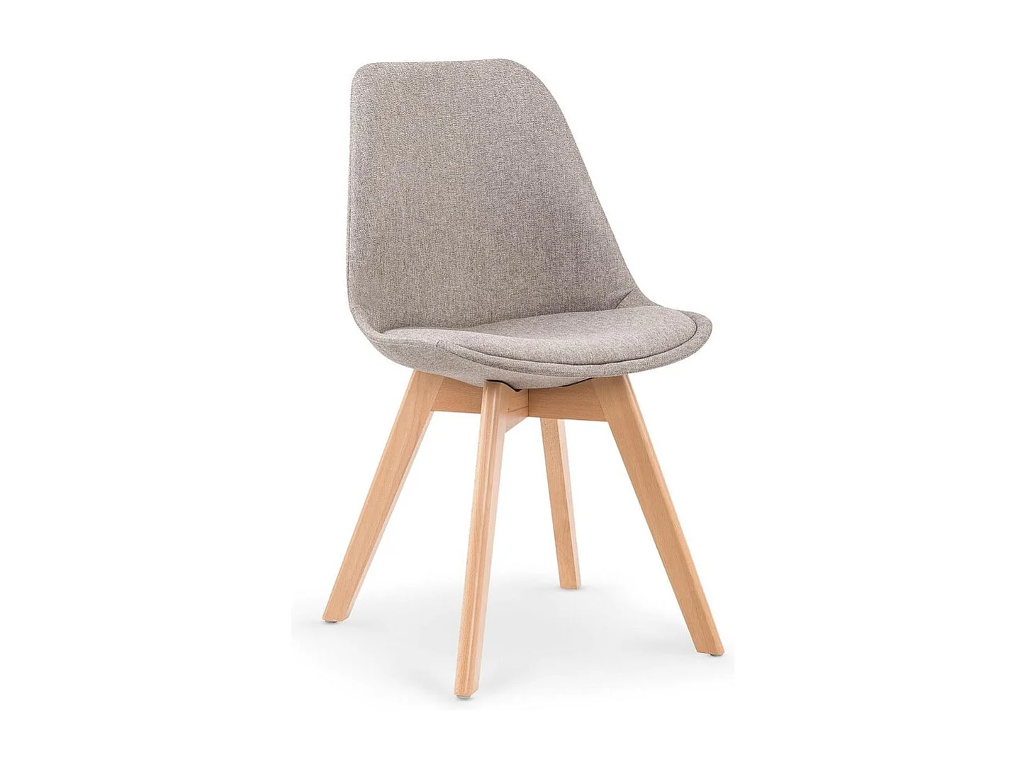 Bertil Sedia scandinava in legno massiccio e tessuto grigio chiaro