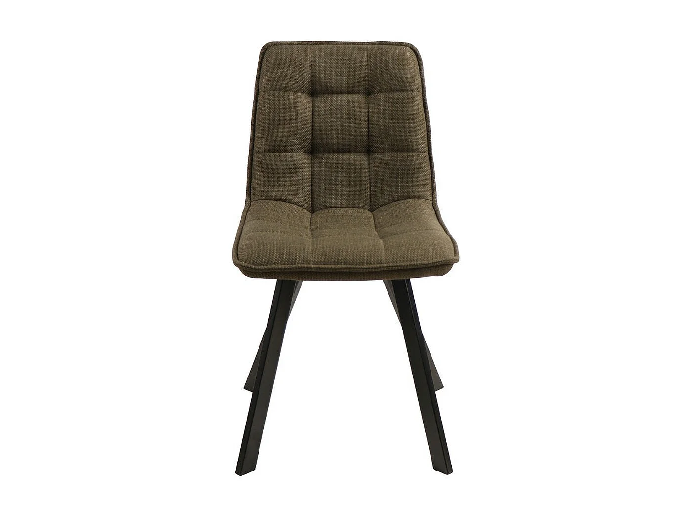 Silla de diseño en tejido verde oliva con patas de metal negro Louise