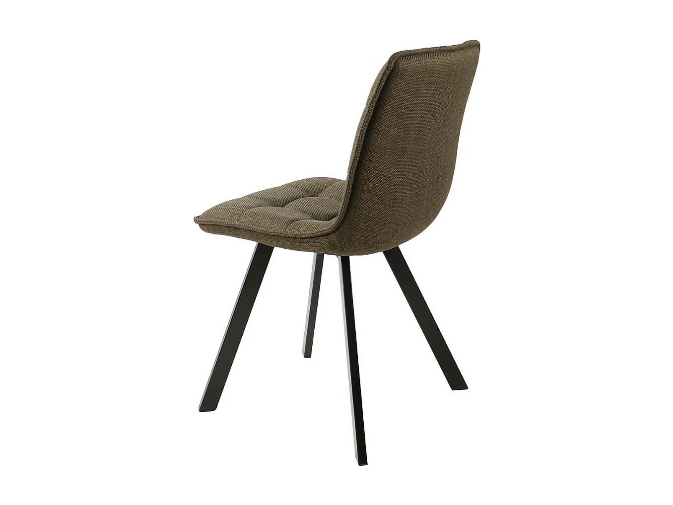 Silla de diseño en tejido verde oliva con patas de metal negro Louise