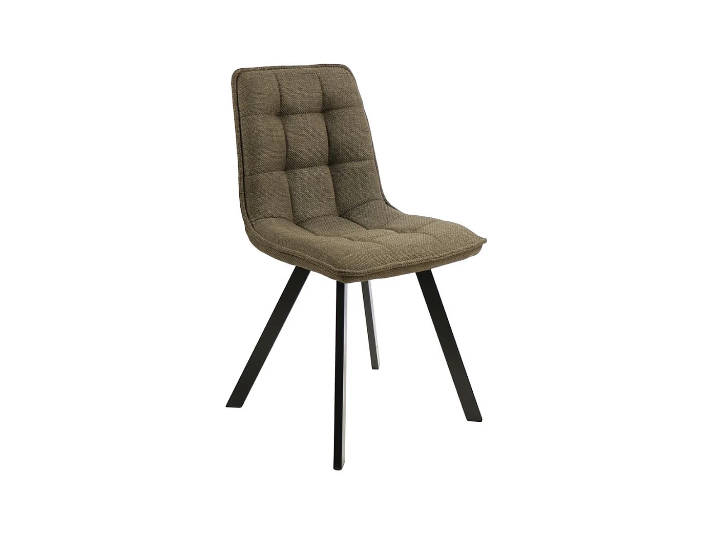 Chaise design en tissu vert olive avec pieds en métal noir Louise