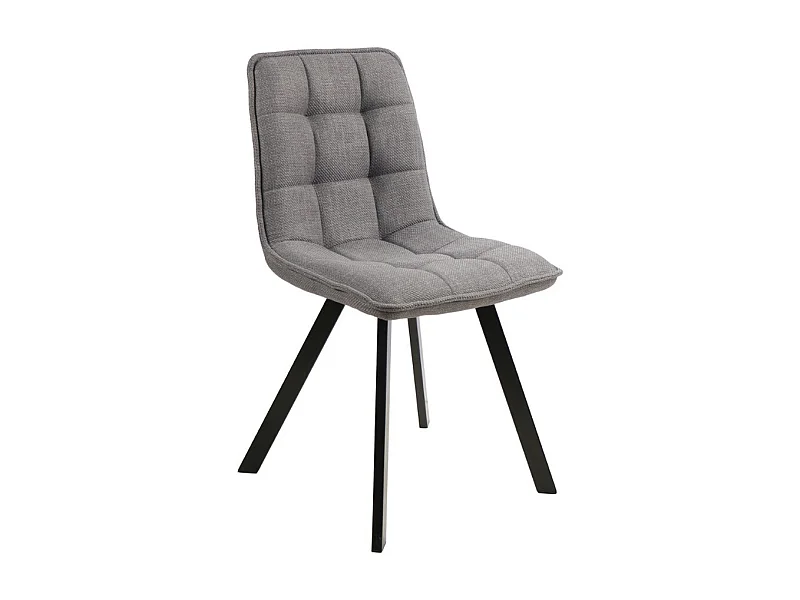 Silla de diseño en tejido gris con patas de metal negro Louise