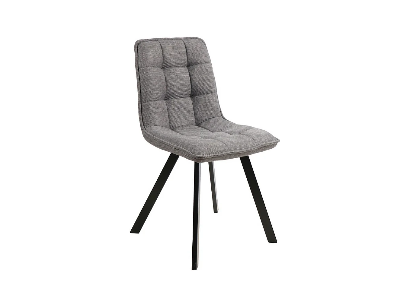 Chaise design en tissu gris avec pieds en métal noir Louise