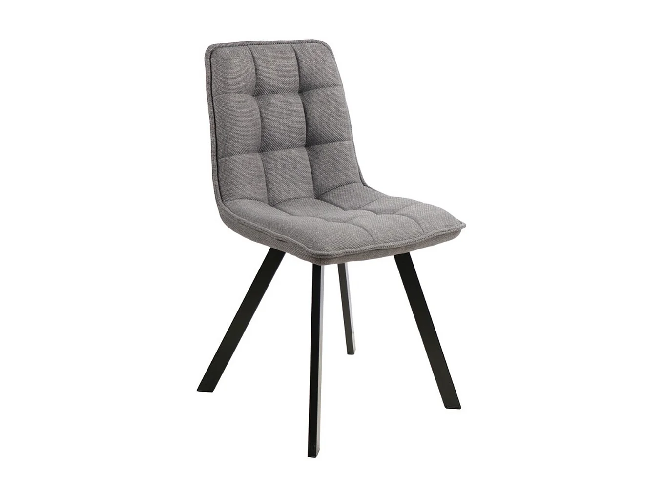 Chaise design en tissu gris avec pieds en métal noir Louise