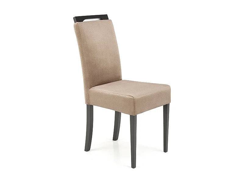 Sedia da pranzo in velluto beige con gambe in legno massiccio nero Candy