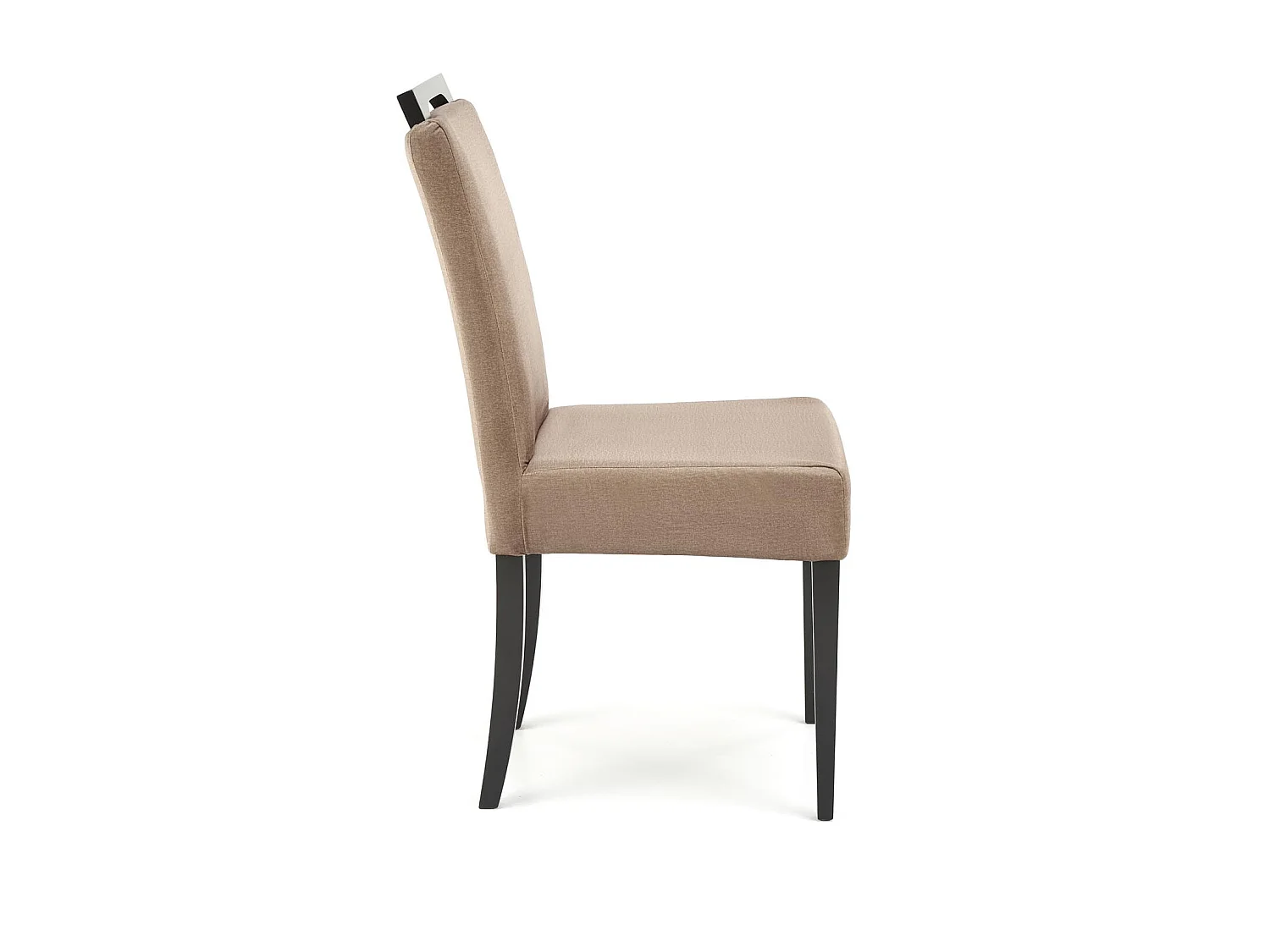 Sedia da pranzo in velluto beige con gambe in legno massiccio nero Candy