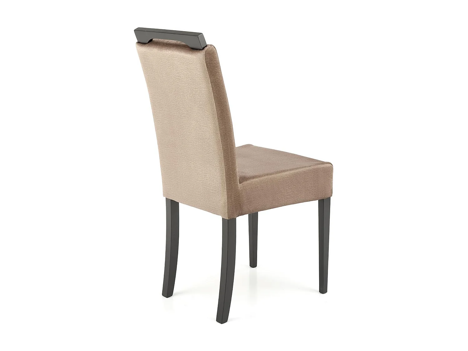 Sedia da pranzo in velluto beige con gambe in legno massiccio nero Candy