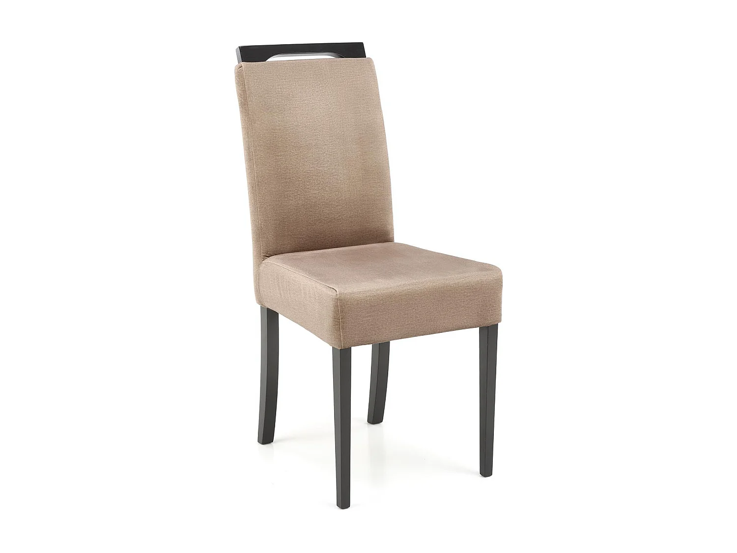 Sedia da pranzo in velluto beige con gambe in legno massiccio nero Candy