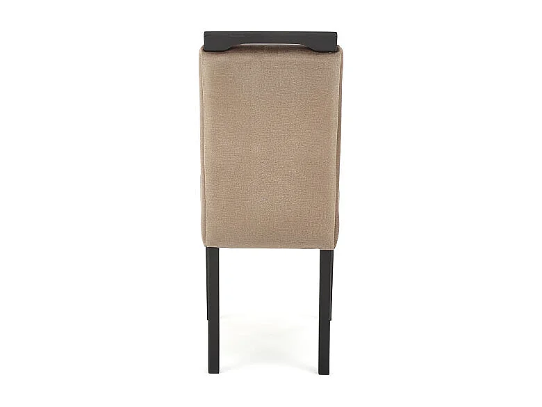 Sedia da pranzo in velluto beige con gambe in legno massiccio nero Candy