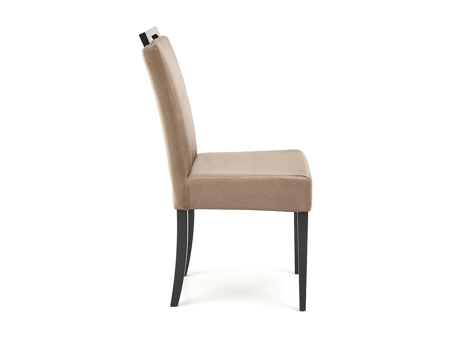 Chaise de salle à manger velours beige avec pieds noirs en bois massif Candy