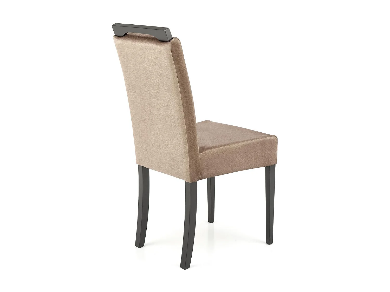 Chaise de salle à manger velours beige avec pieds noirs en bois massif Candy