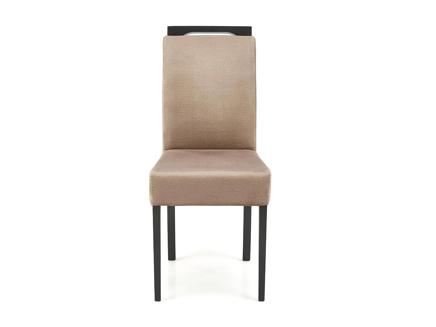 Chaise de salle à manger velours beige avec pieds noirs en bois massif Candy