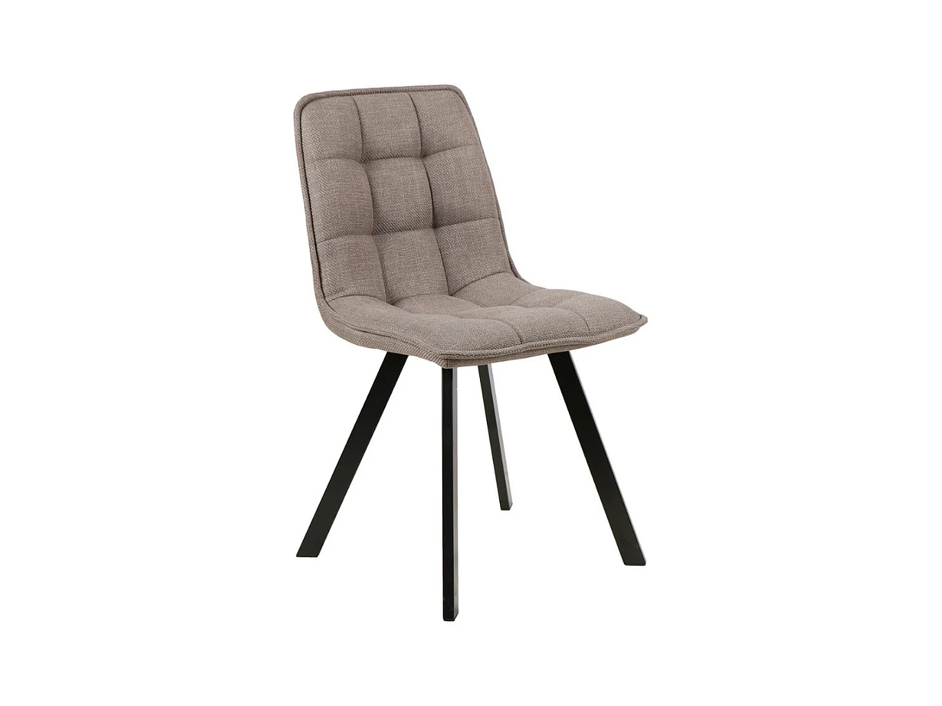Chaise design en tissu beige avec pieds en métal noir Louise