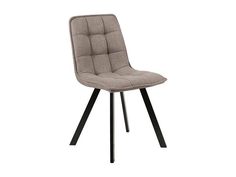 Chaise design en tissu beige avec pieds en métal noir Louise