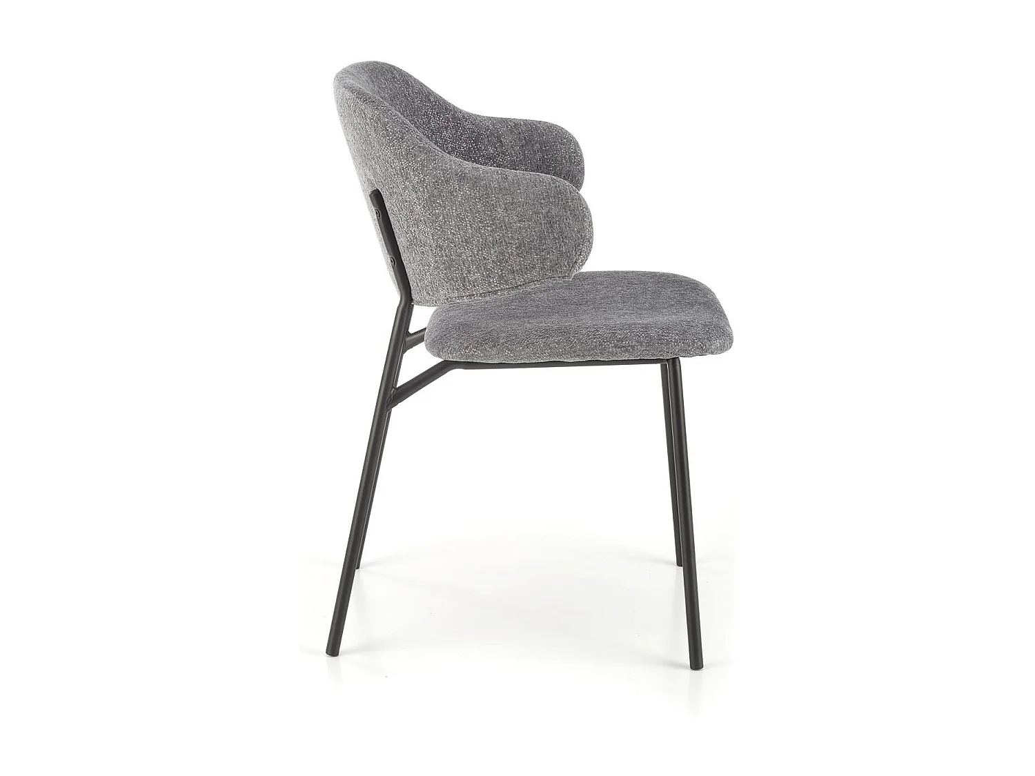 Silla de diseño en tejido gris con estructura de metal Wear negro