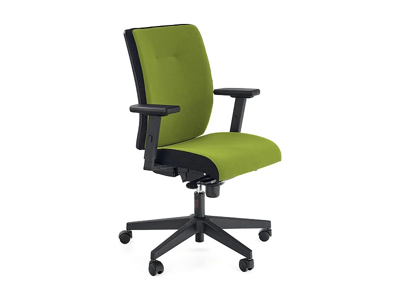 Fauteuil de bureau ergonomique en tissu vert avec piètement noir à roulettes ELIE