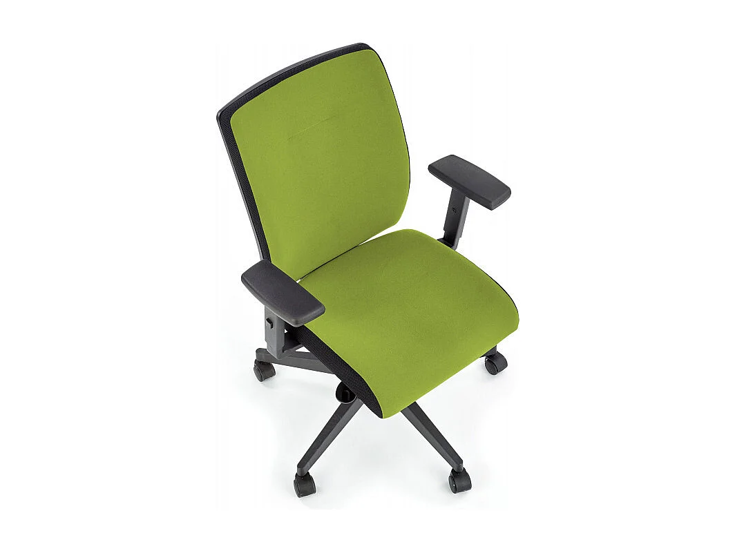 Fauteuil de bureau ergonomique en tissu vert avec piètement noir à roulettes ELIE