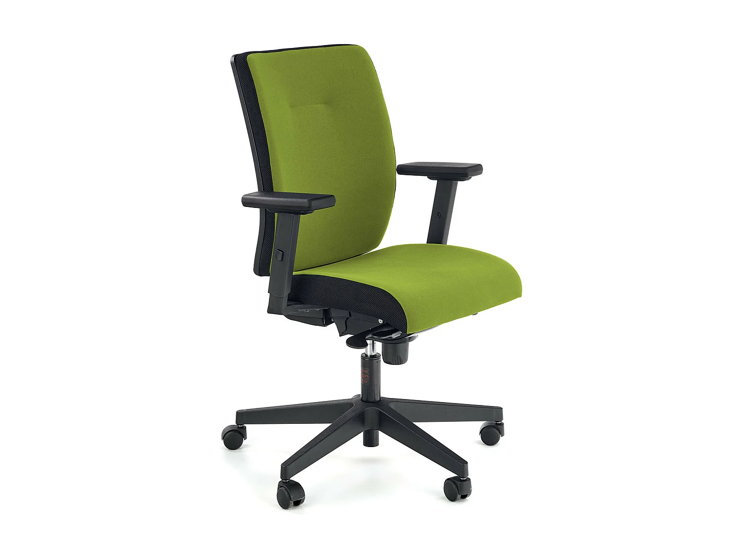 Fauteuil de bureau ergonomique en tissu vert avec piètement noir à roulettes ELIE