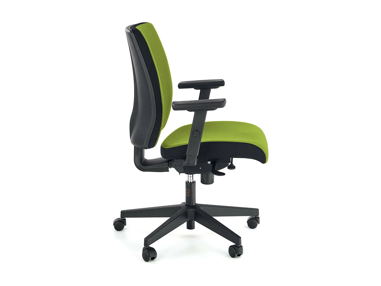 Fauteuil de bureau ergonomique en tissu vert avec piètement noir à roulettes ELIE