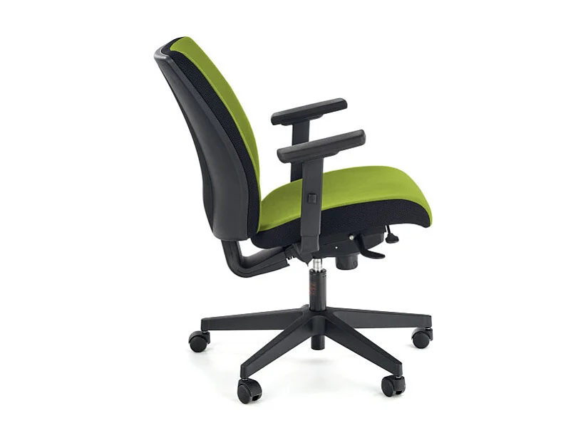 Fauteuil de bureau ergonomique en tissu vert avec piètement noir à roulettes ELIE