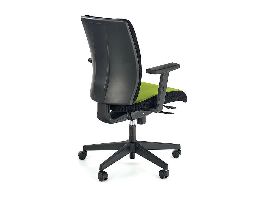 Fauteuil de bureau ergonomique en tissu vert avec piètement noir à roulettes ELIE