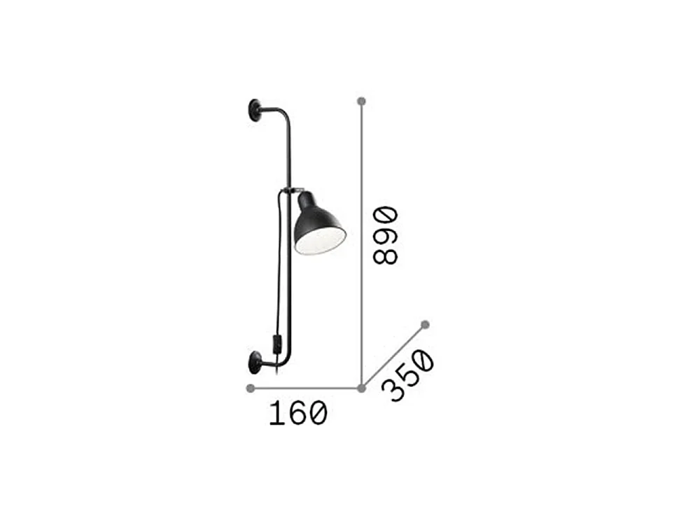 Ideal Lux Shower Applique à 1 lumière noire