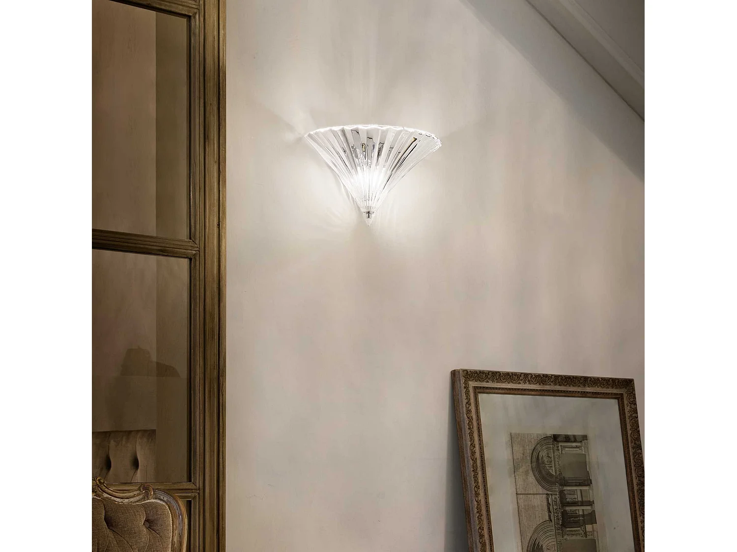 Ideal Lux Santa - 1 licht Indoor Large Wall Aufwärtsstrahlerer Klar mit Glas, E14