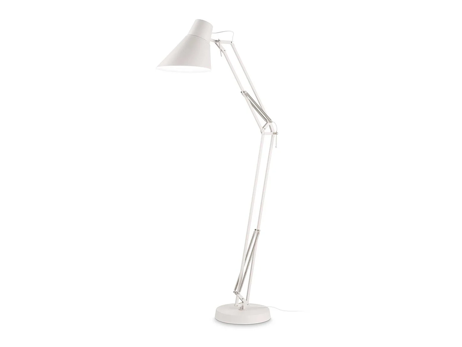 Lampadaire blanc avec bras articulé réglable en métal