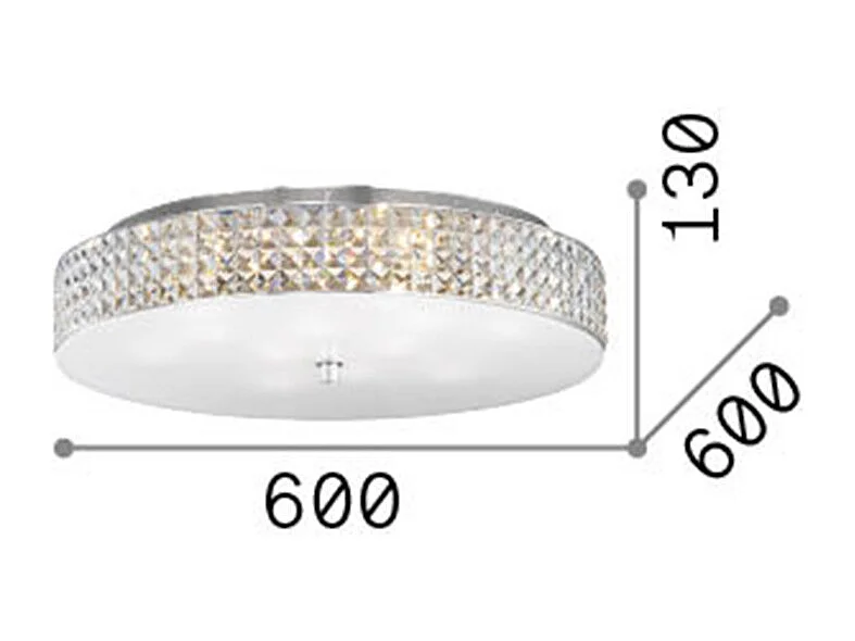 Ideal Lux Roma Grand plafonnier à 12 ampoules au fini chrome, G9