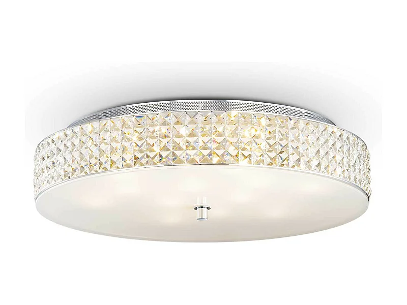 Verchroomde metalen plafondlamp met kristallen elementen