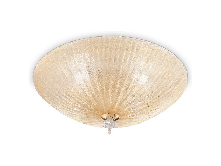Ideal Lux Shell Plafonnier / Plafonnier Intérieur à 3 Lumières Or avec Verre Ambré, E27