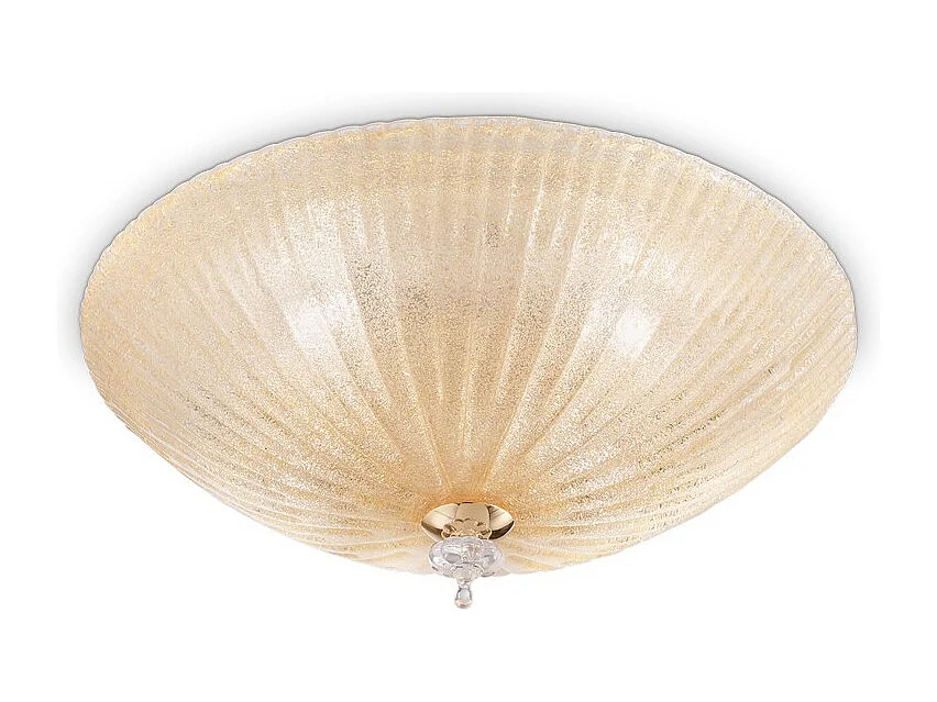 Ronde koepel wandlamp/plafondlamp in amberkleurig glas