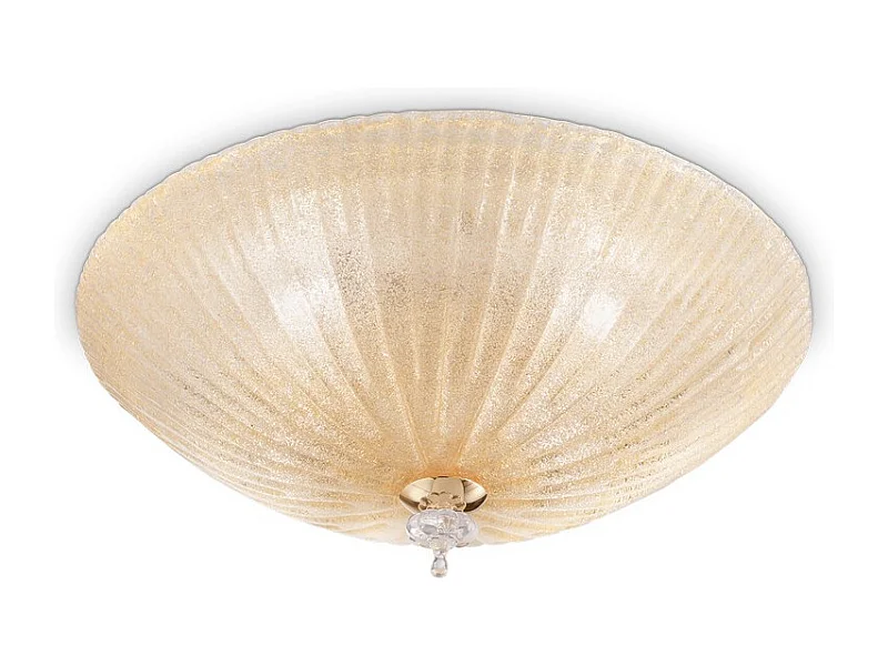 Ideal Lux Shell Plafonnier / Plafonnier Intérieur à 3 Lumières Or avec Verre Ambré, E27