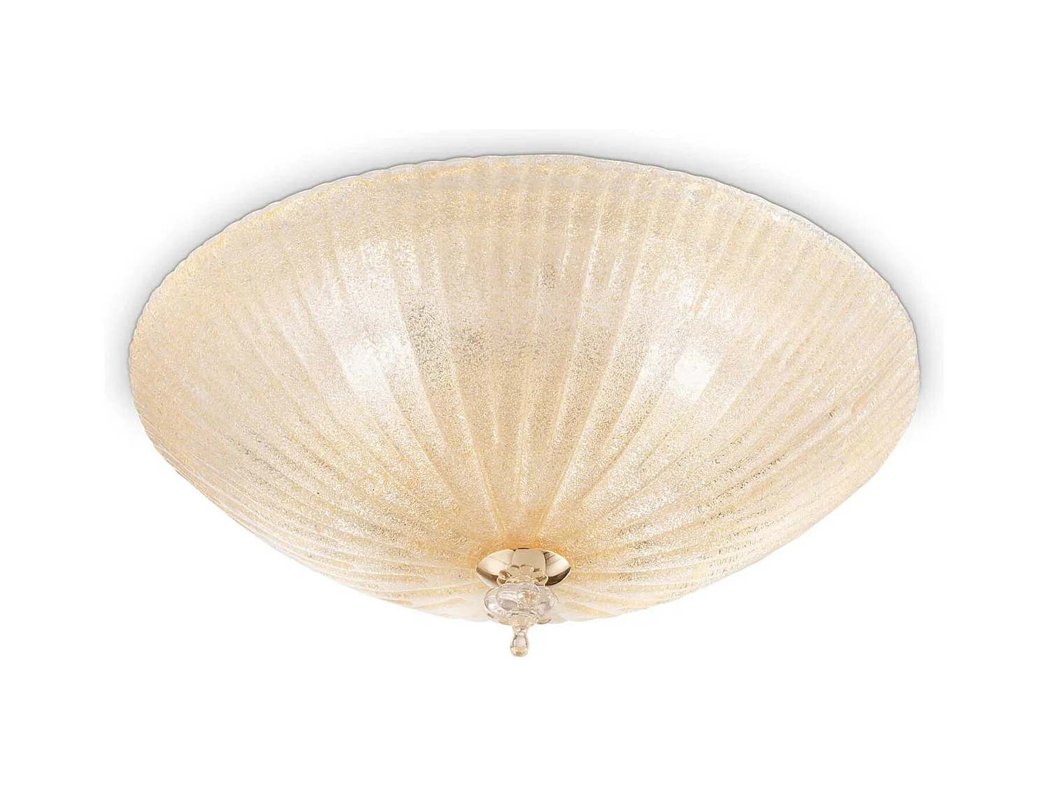 Ideal Lux Shell Plafonnier / Plafonnier Intérieur à 4 Lumières Or avec Verre Ambré, E27
