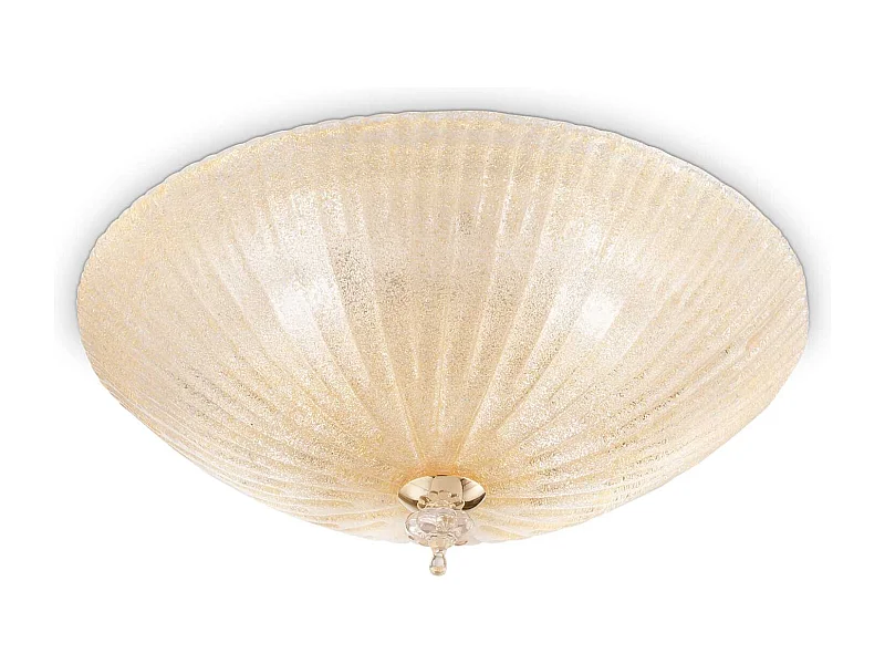 Ideal Lux Shell Plafonnier / Plafonnier Intérieur à 4 Lumières Or avec Verre Ambré, E27