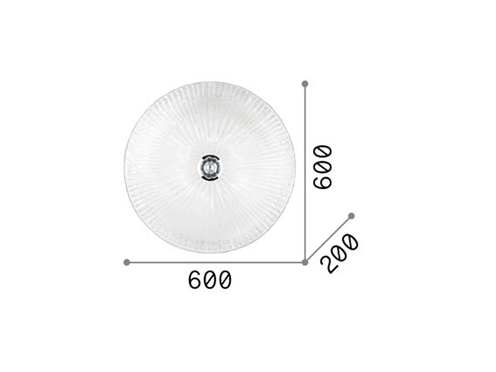 Ideal Lux Shell Applique murale / plafonnier à 6 ampoules dorées avec verre ambré, E27
